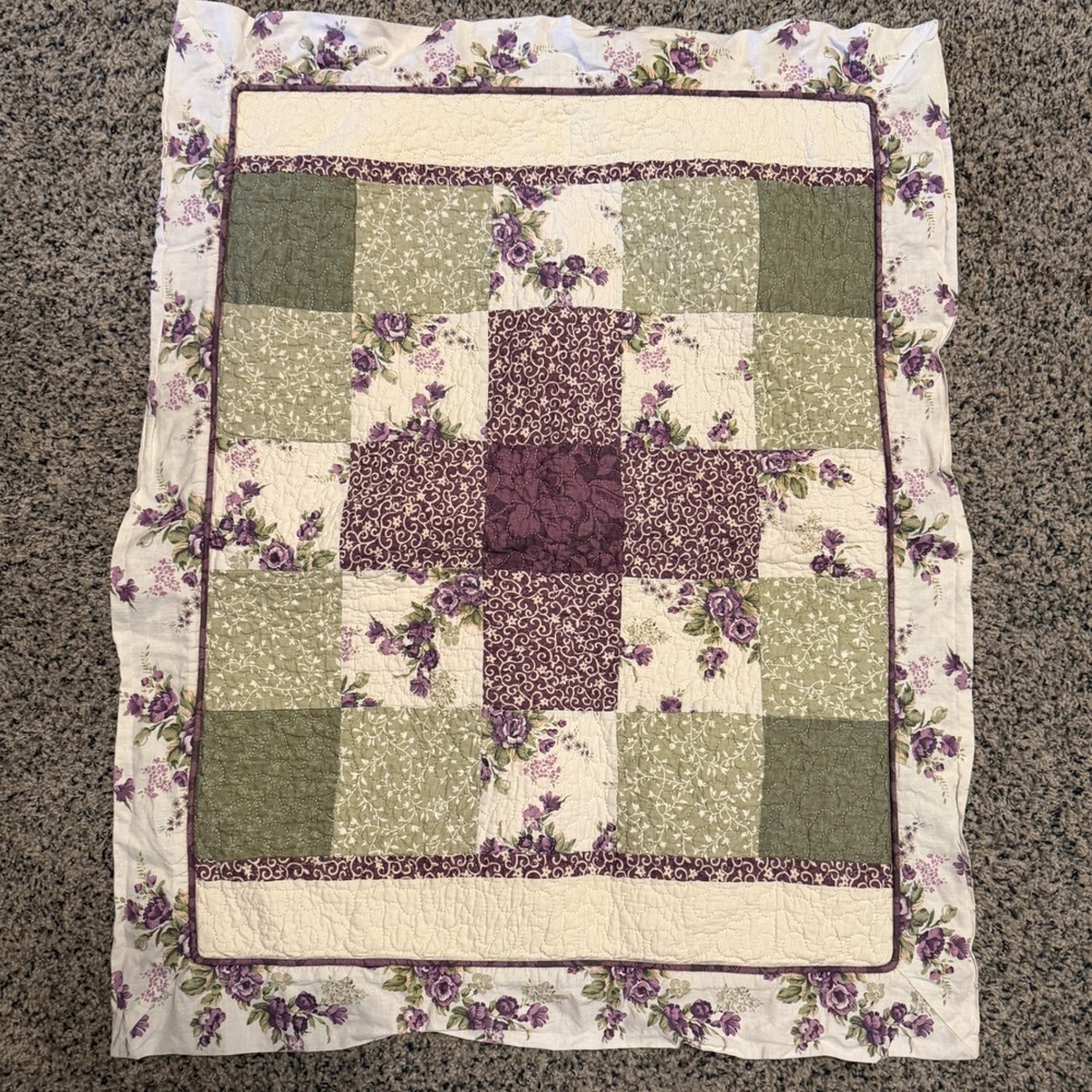 Quilted Floral Patchwork Standard Pillow Sham cottage core